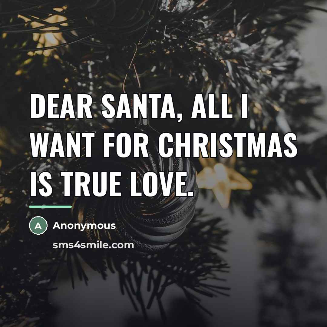 “Dear Santa, all I want for christmas is true love.…” quote by Anonymous