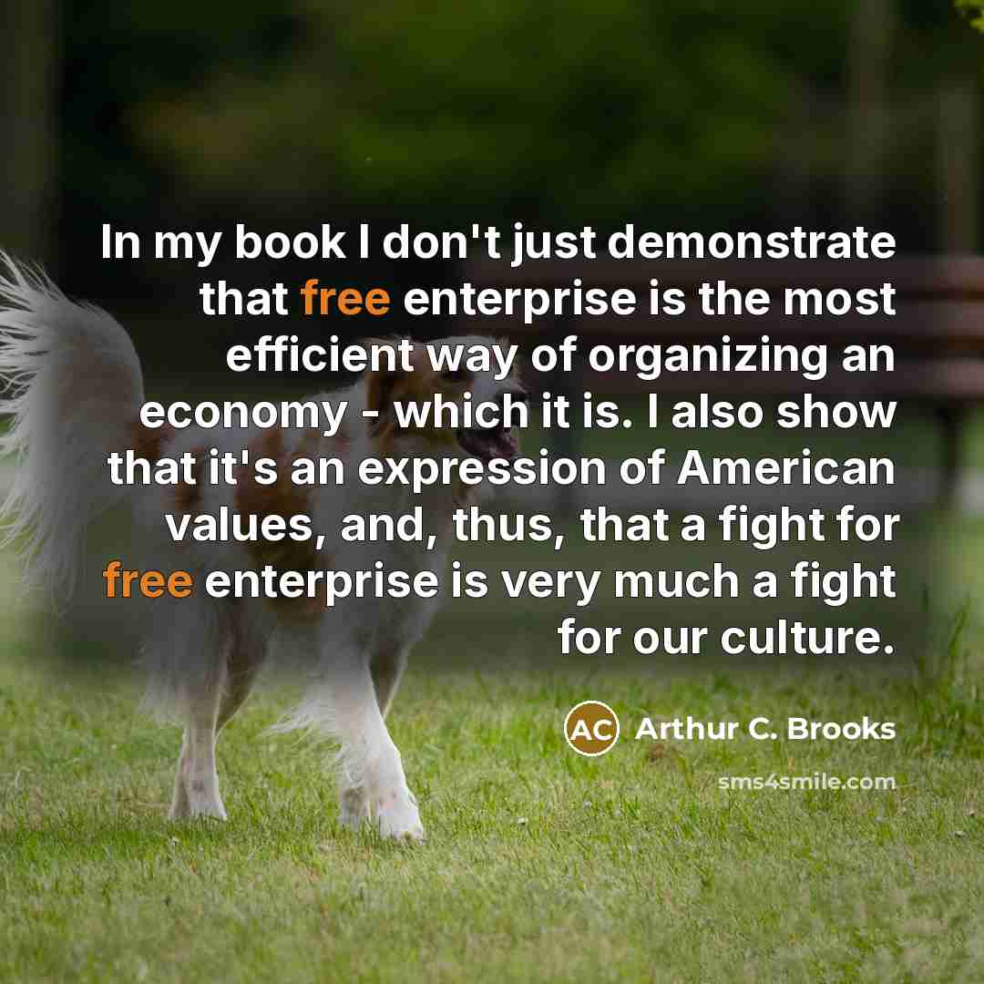 “In my book I don't just demonstrate that free enterprise…” quote by Arthur C. Brooks
