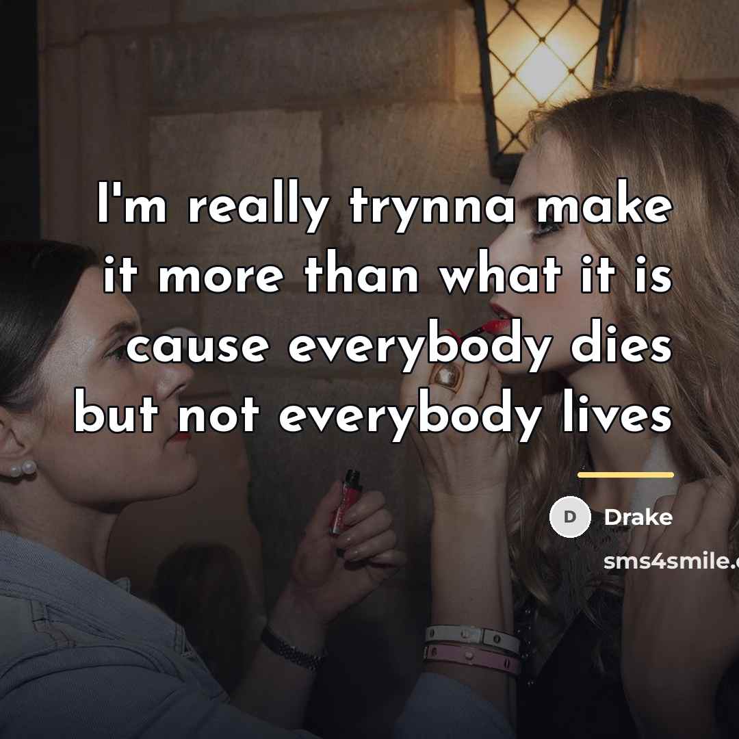 “I'm really trynna make it more than what it is…” quote by Drake