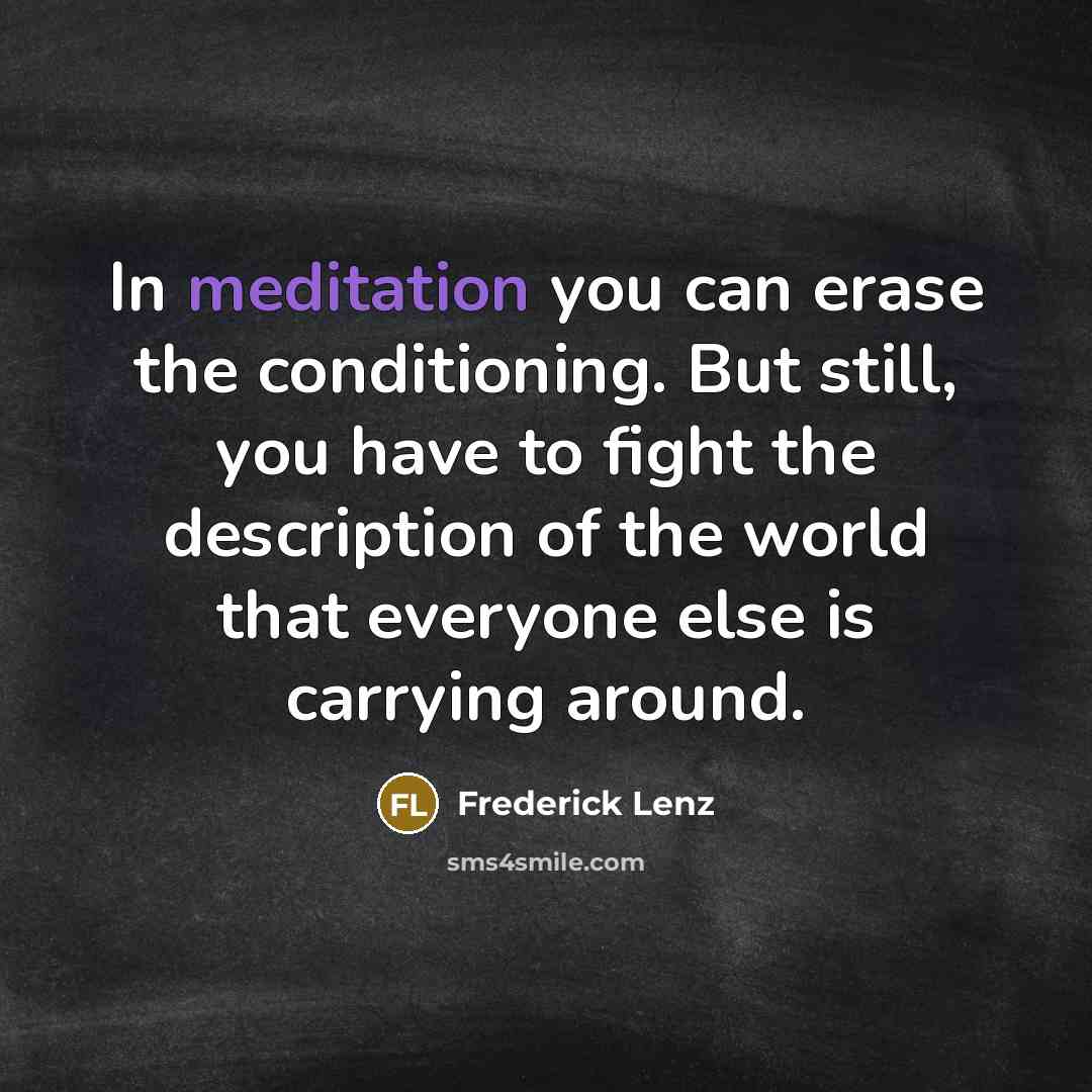 “In meditation you can erase the conditioning. But still, you…” quote by Frederick Lenz