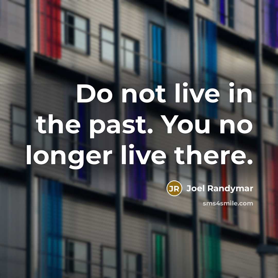 “Do not live in the past. You no longer live there.” quote by Joel Randymar