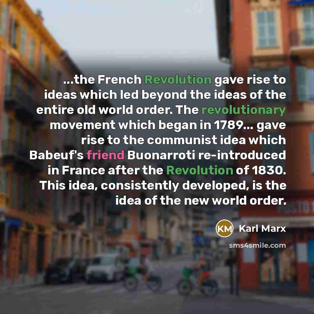 “...the French Revolution gave rise to ideas which led beyond…” quote by Karl Marx