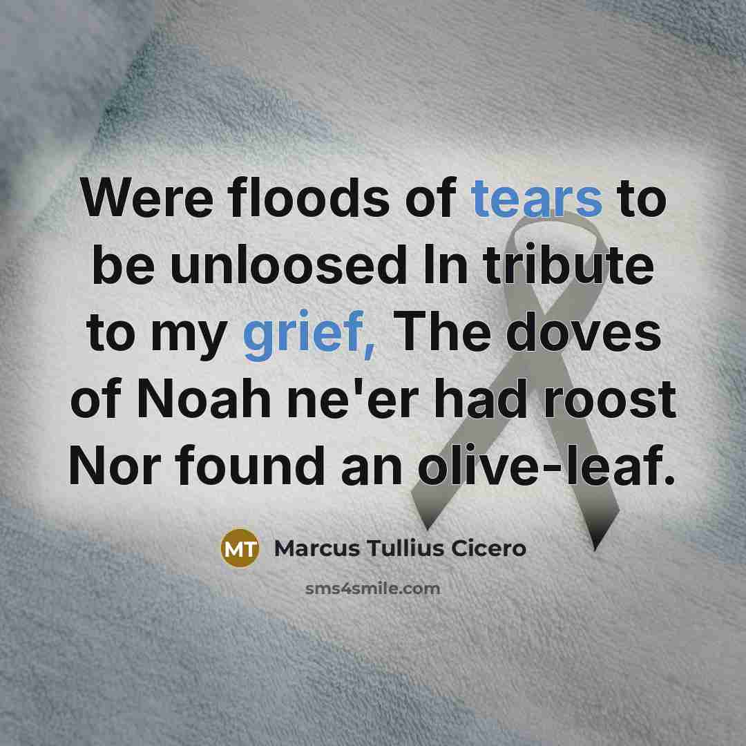 “Were floods of tears to be unloosed In tribute to…” quote by Marcus Tullius Cicero