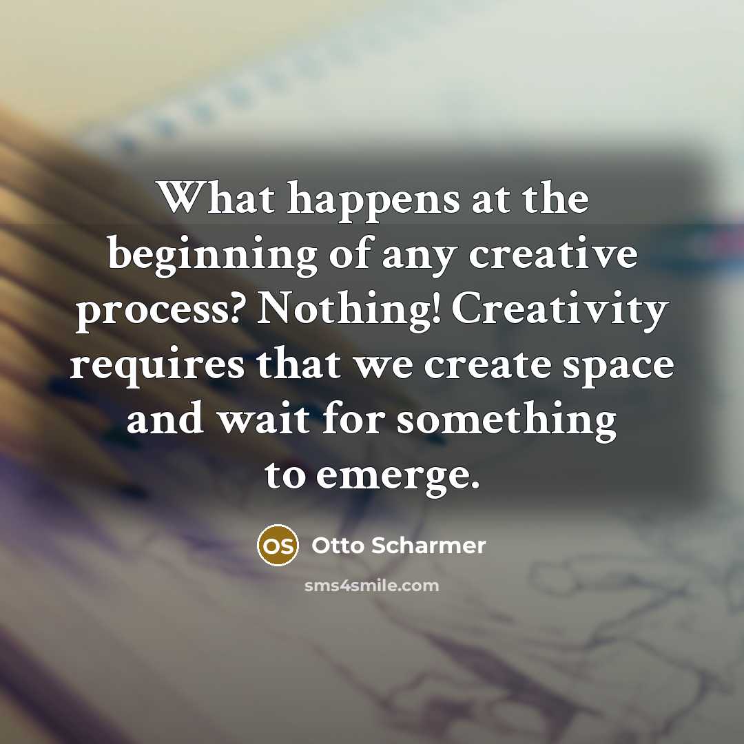“What happens at the beginning of any creative process? Nothing!…” quote by Otto Scharmer