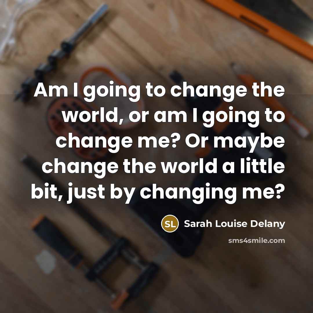 “Am I going to change the world, or am I…” quote by Sarah Louise Delany