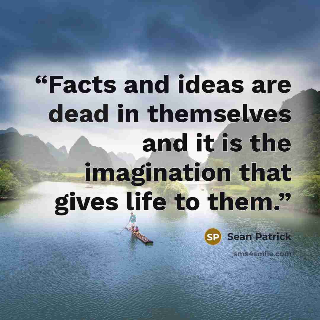 “Facts and ideas are dead in themselves and it is the imagination that gives life to them.” quote by Sean Patrick