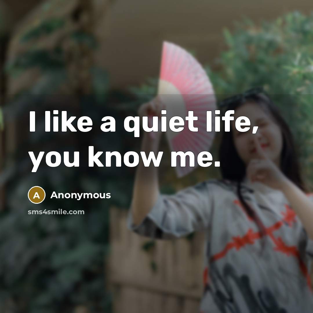“I like a quiet life, you know me.…” quote by Anonymous