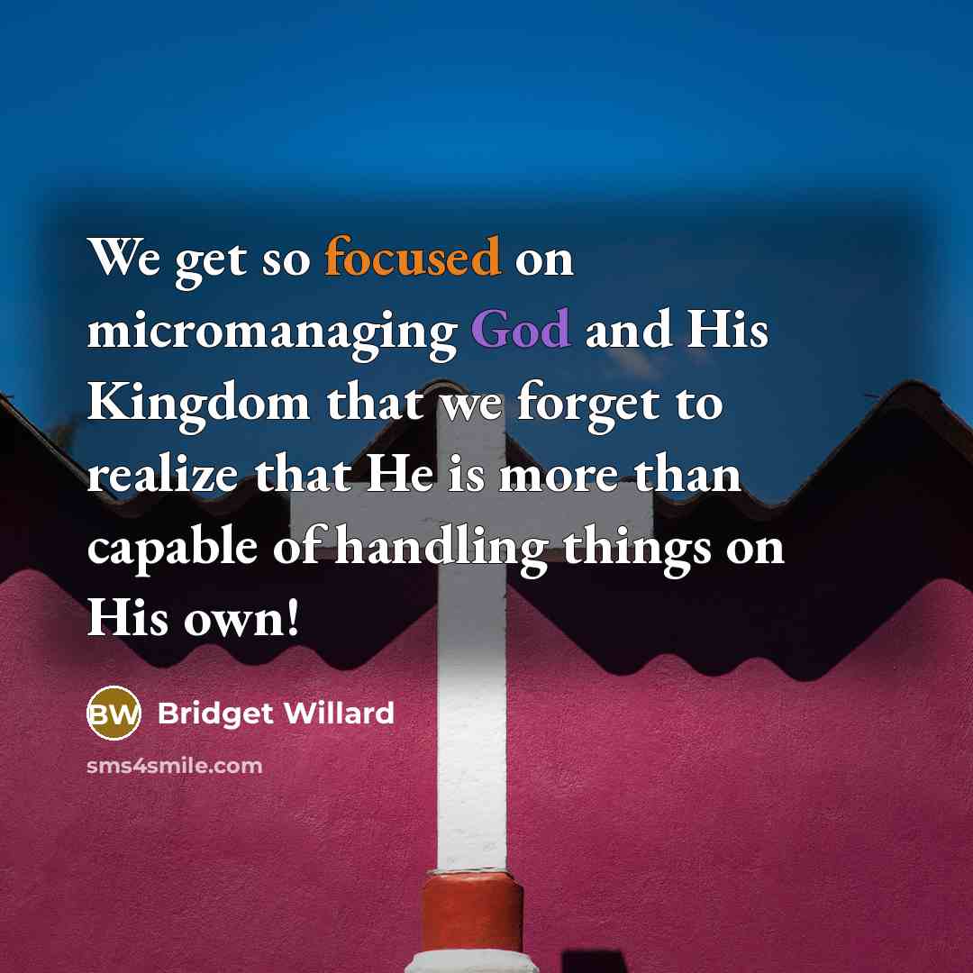 “We get so focused on micromanaging God and His Kingdom…” quote by Bridget Willard