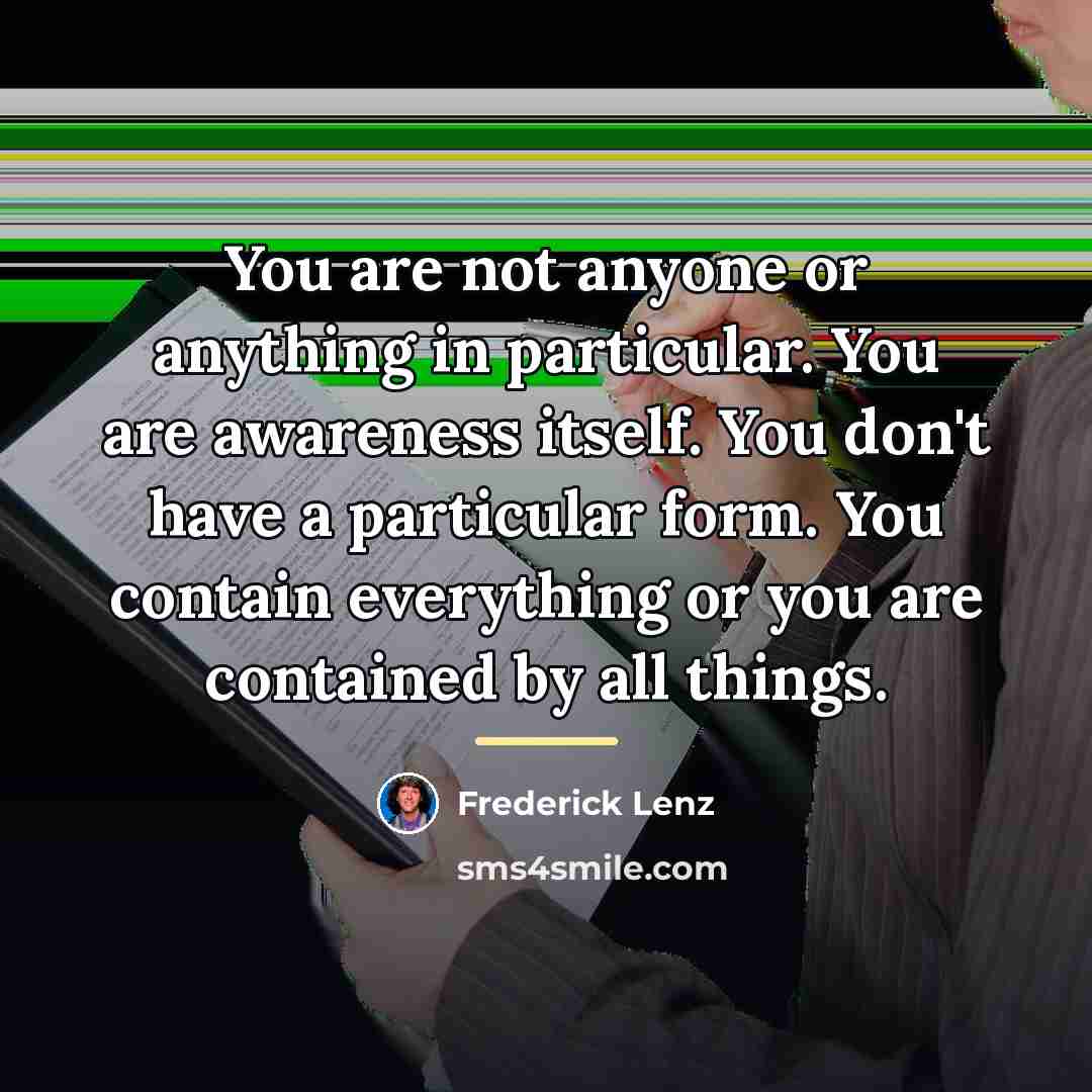 “You are not anyone or anything in particular. You are…” quote by Frederick Lenz