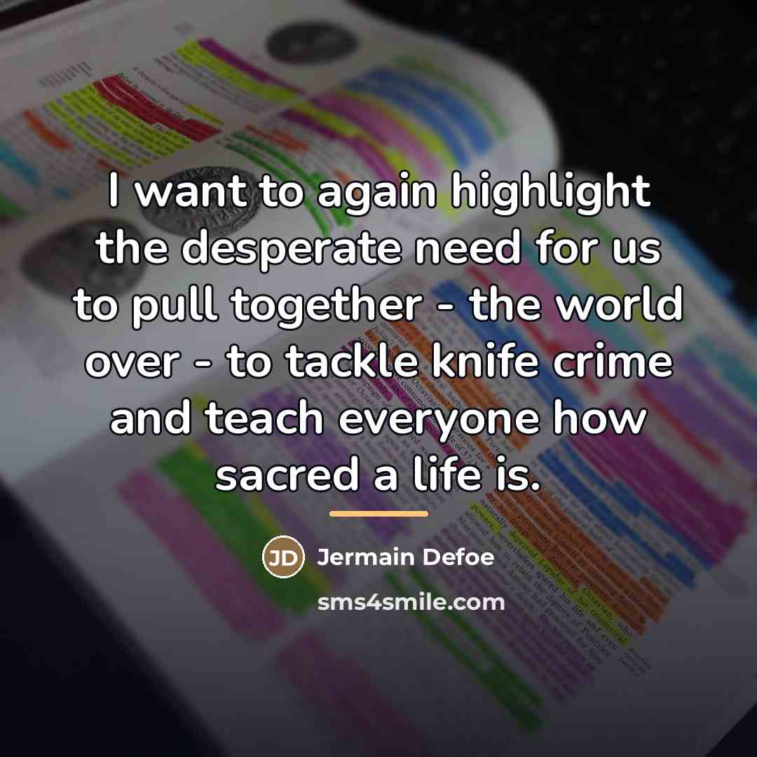 “I want to again highlight the desperate need for us…” quote by Jermain Defoe