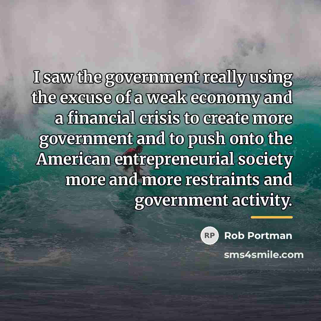 “I saw the government really using the excuse of a…” quote by Rob Portman