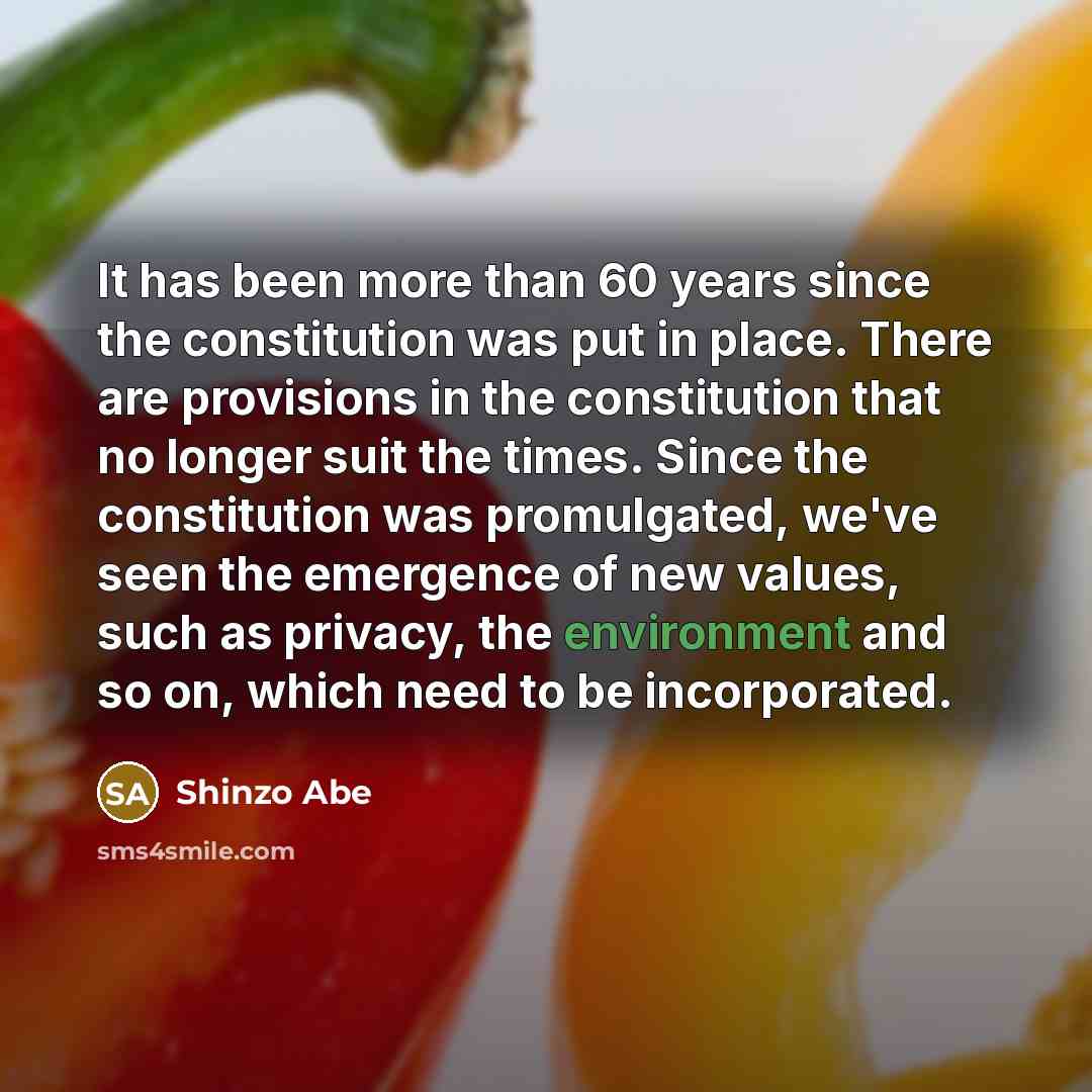 “It has been more than 60 years since the constitution…” quote by Shinzo Abe