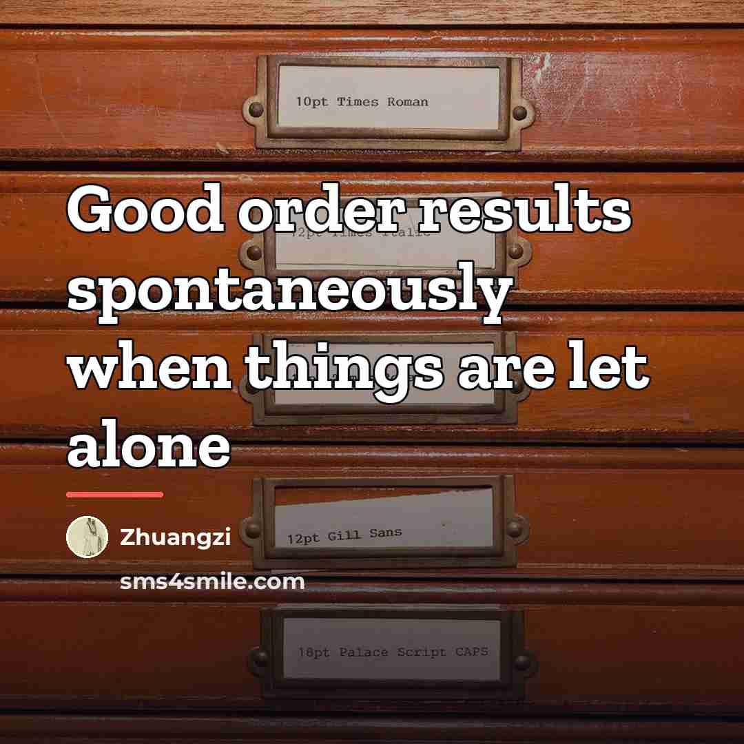 “Good order results spontaneously when things are let alone…” quote by Zhuangzi