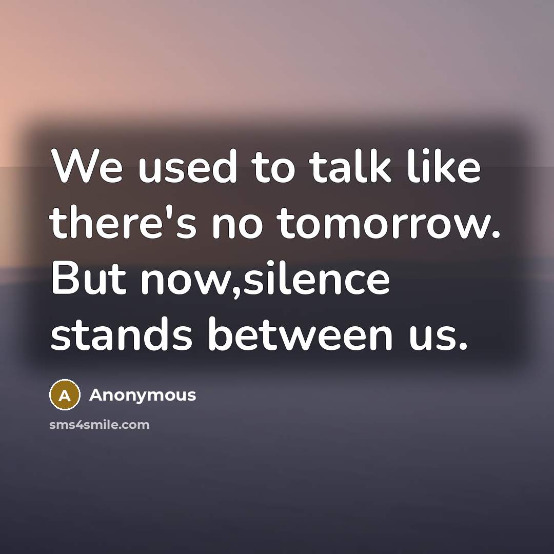 “We used to talk like there's no tomorrow. But now,silence…” quote by Anonymous