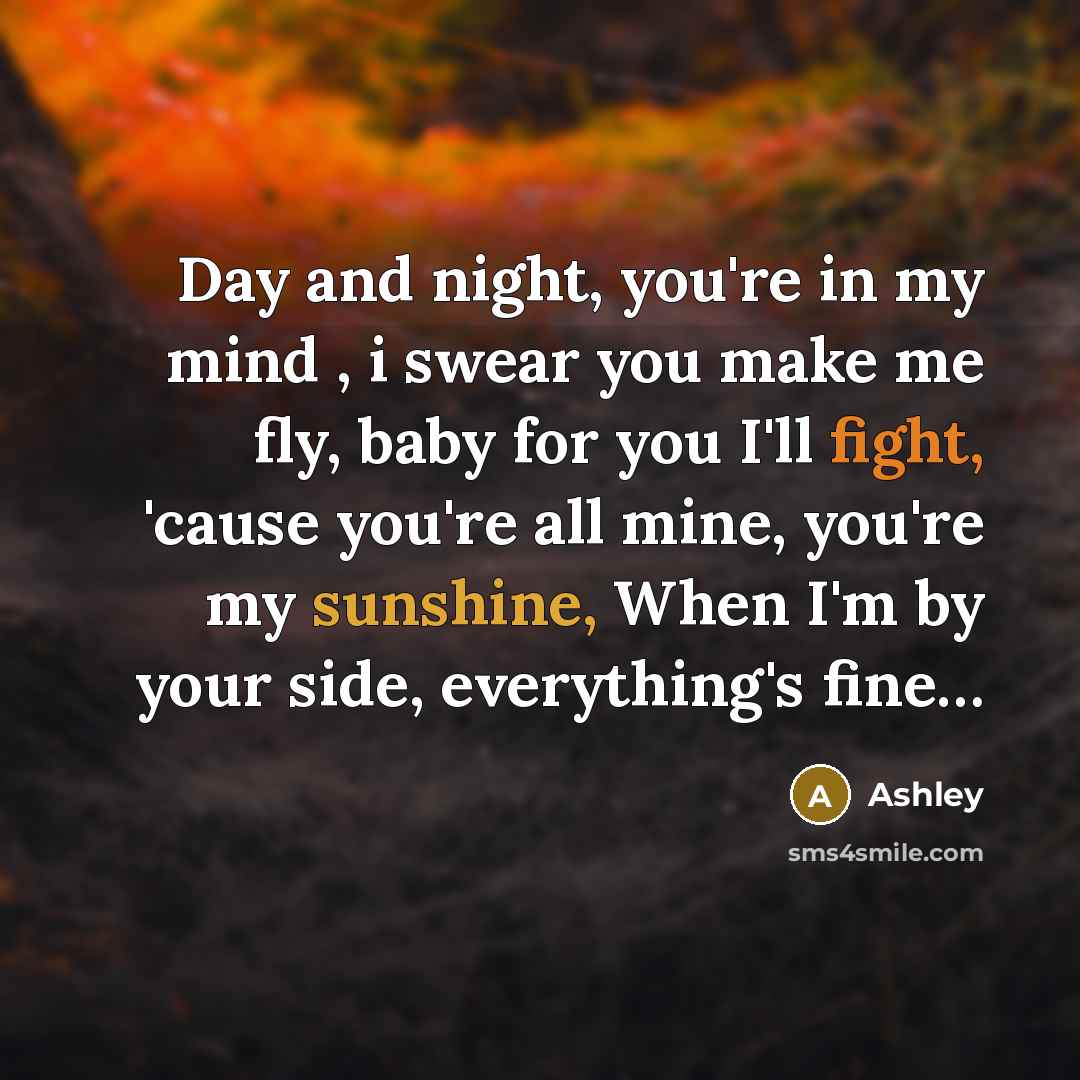 “Day and night, you're in my mind , i swear…” quote by Ashley