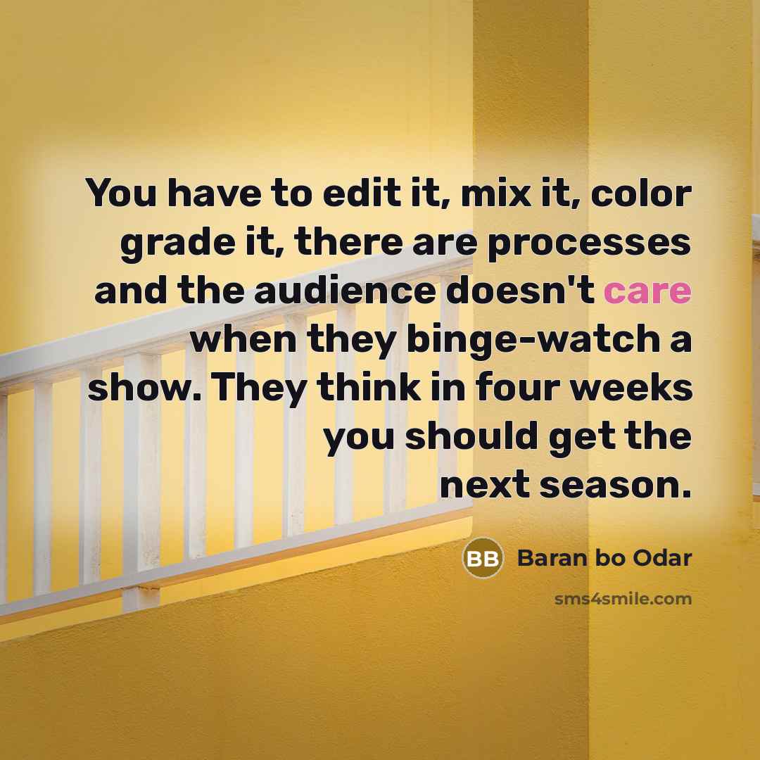 “You have to edit it, mix it, color grade it,…” quote by Baran bo Odar