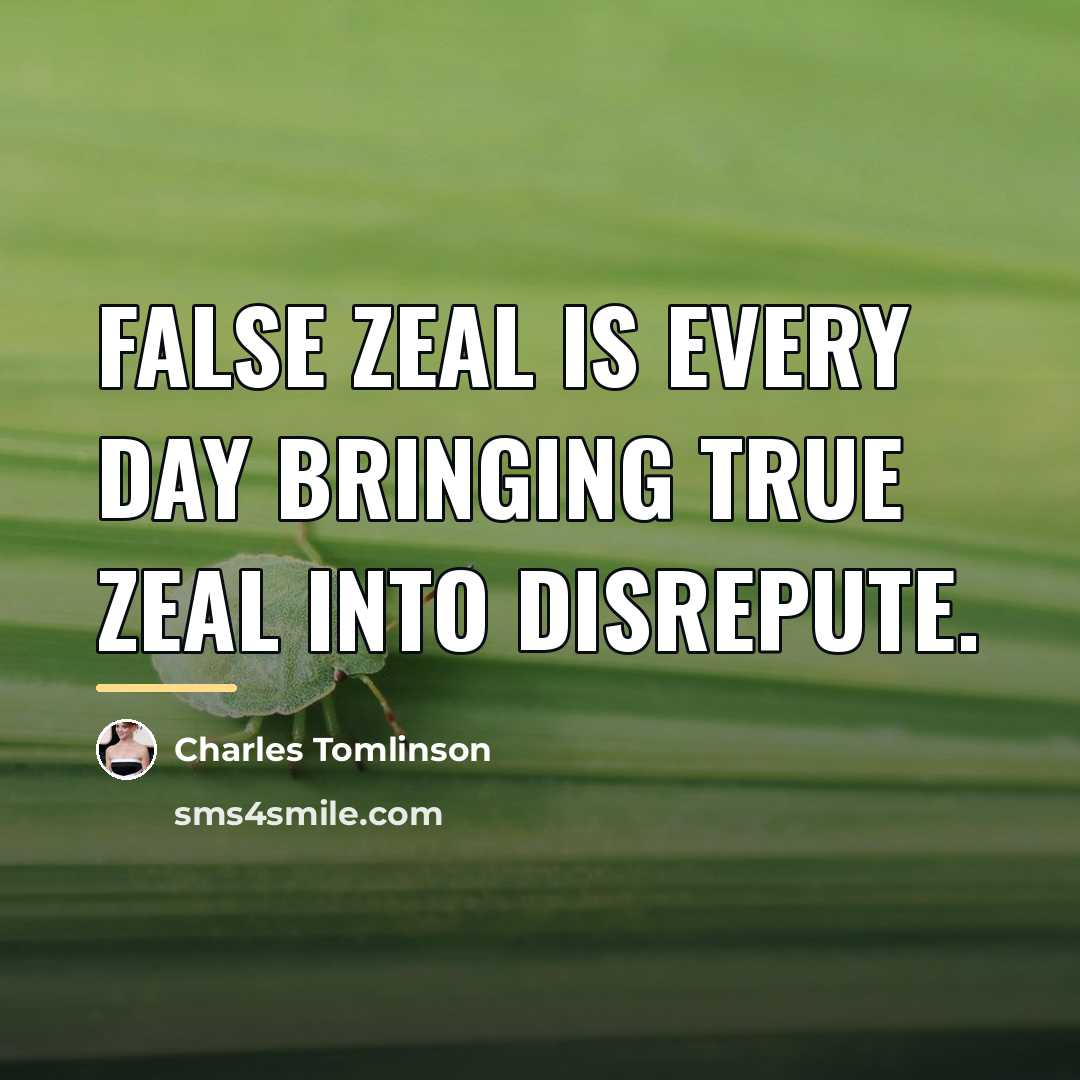 “False zeal is every day bringing true zeal into disrepute.…” quote by Charles Tomlinson
