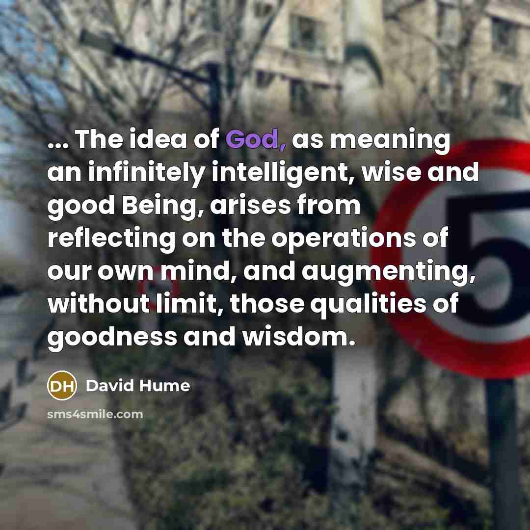 “... The idea of God, as meaning an infinitely intelligent,…” quote by David Hume