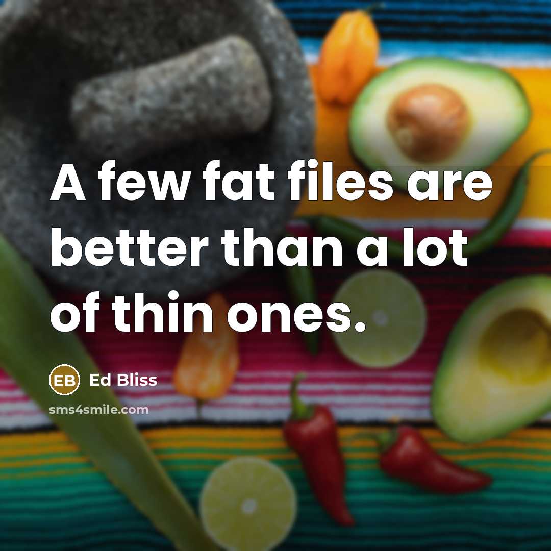 “A few fat files are better than a lot of…” quote by Ed Bliss
