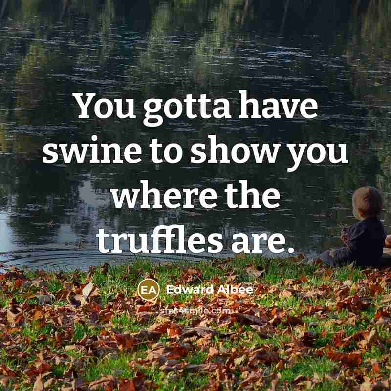“You gotta have swine to show you where the truffles…” quote by Edward Albee