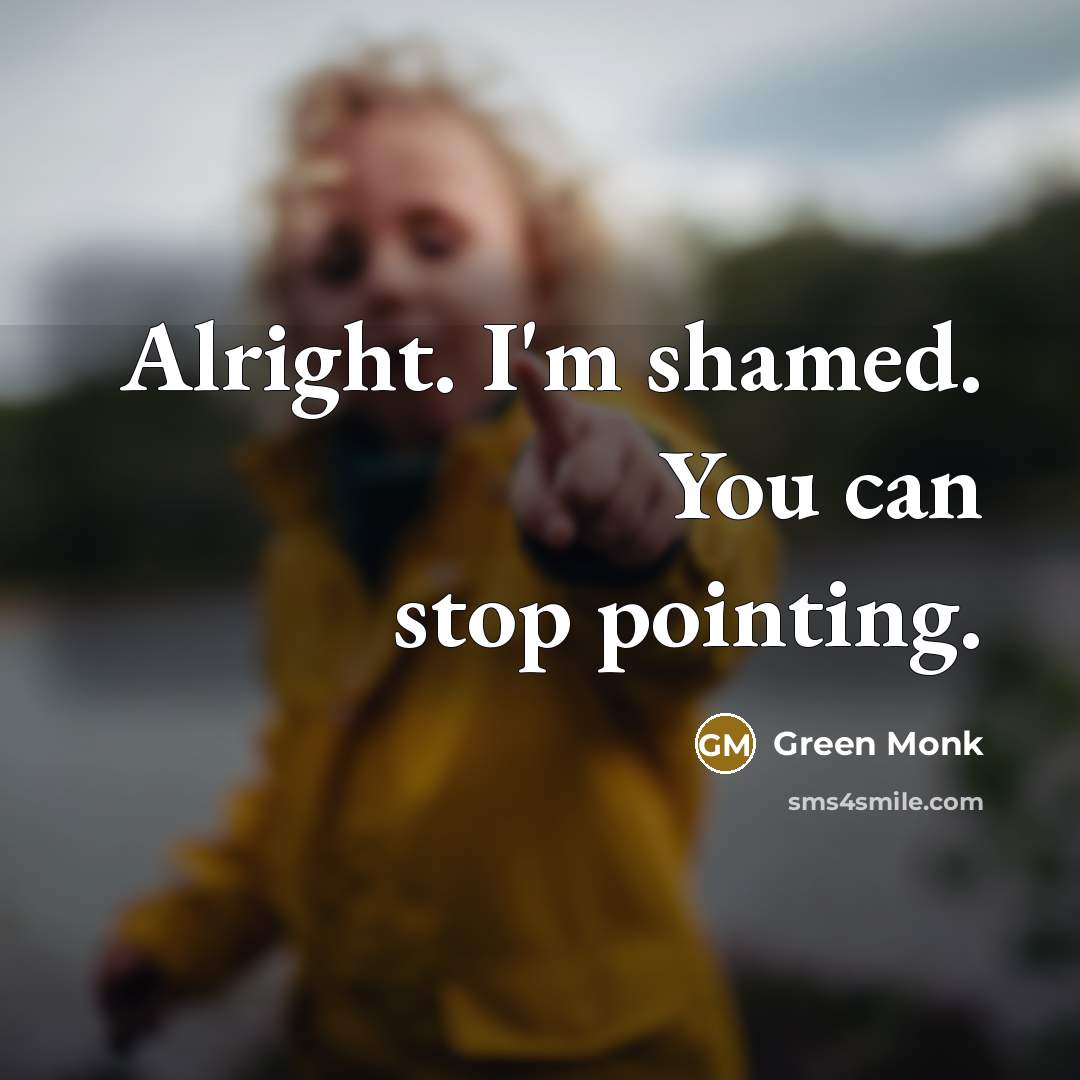 “Alright. I'm shamed. You can stop pointing.…” quote by Green Monk