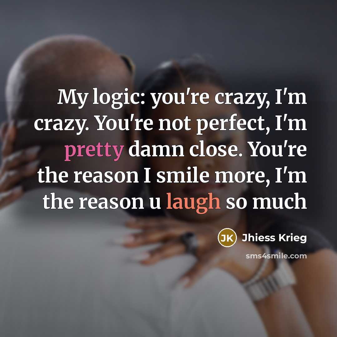 “My logic: you're crazy, I'm crazy. You're not perfect, I'm…” quote by Jhiess Krieg
