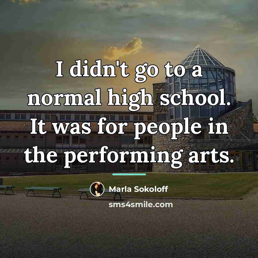 “I didn't go to a normal high school. It was…” quote by Marla Sokoloff