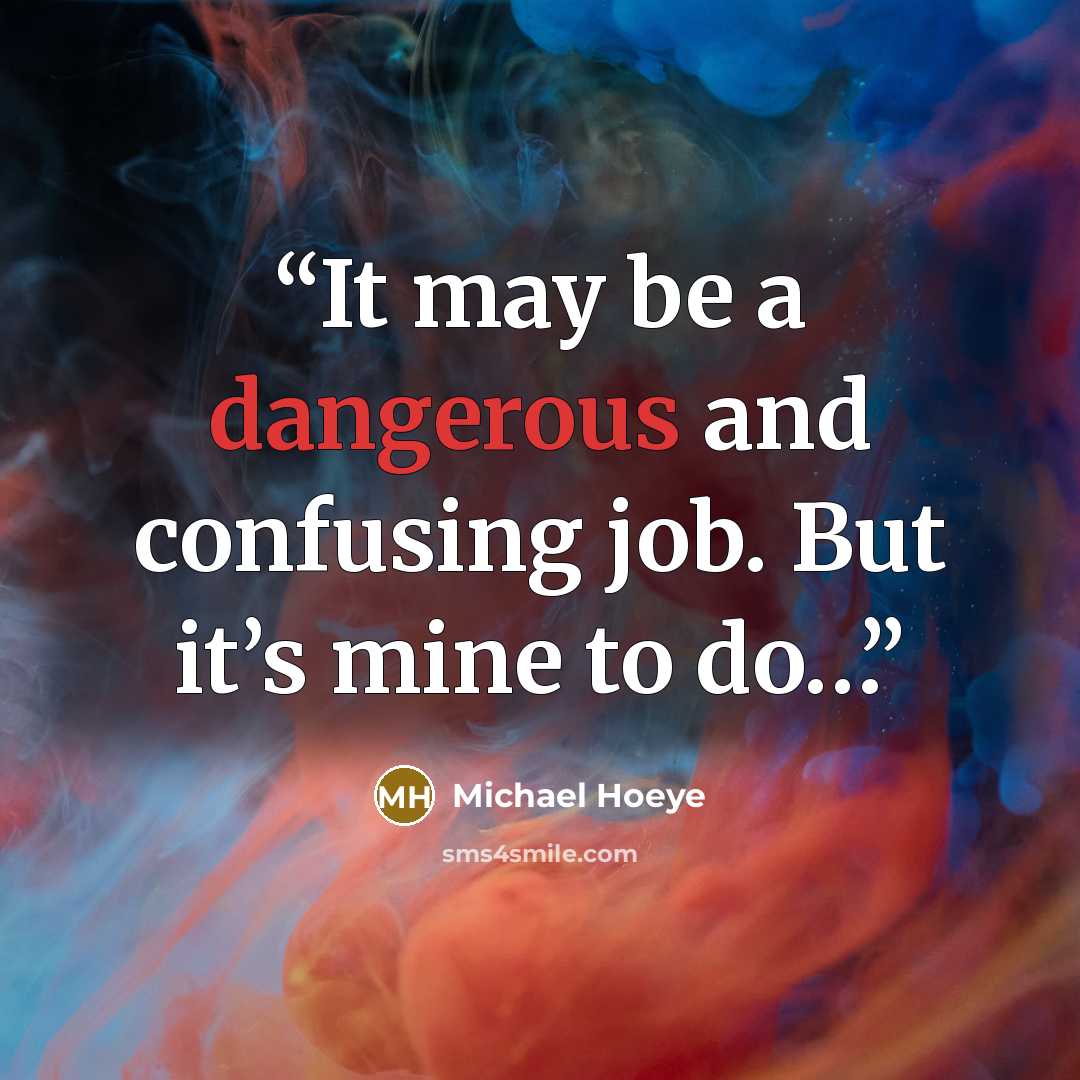 “It may be a dangerous and confusing job. But it’s mine to do…” quote by Michael Hoeye