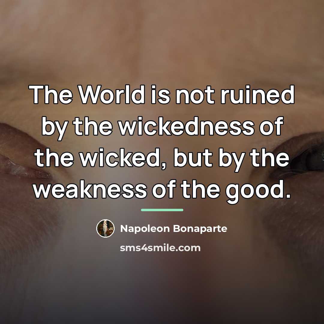 “The World is not ruined by the wickedness of the…” quote by Napoleon Bonaparte