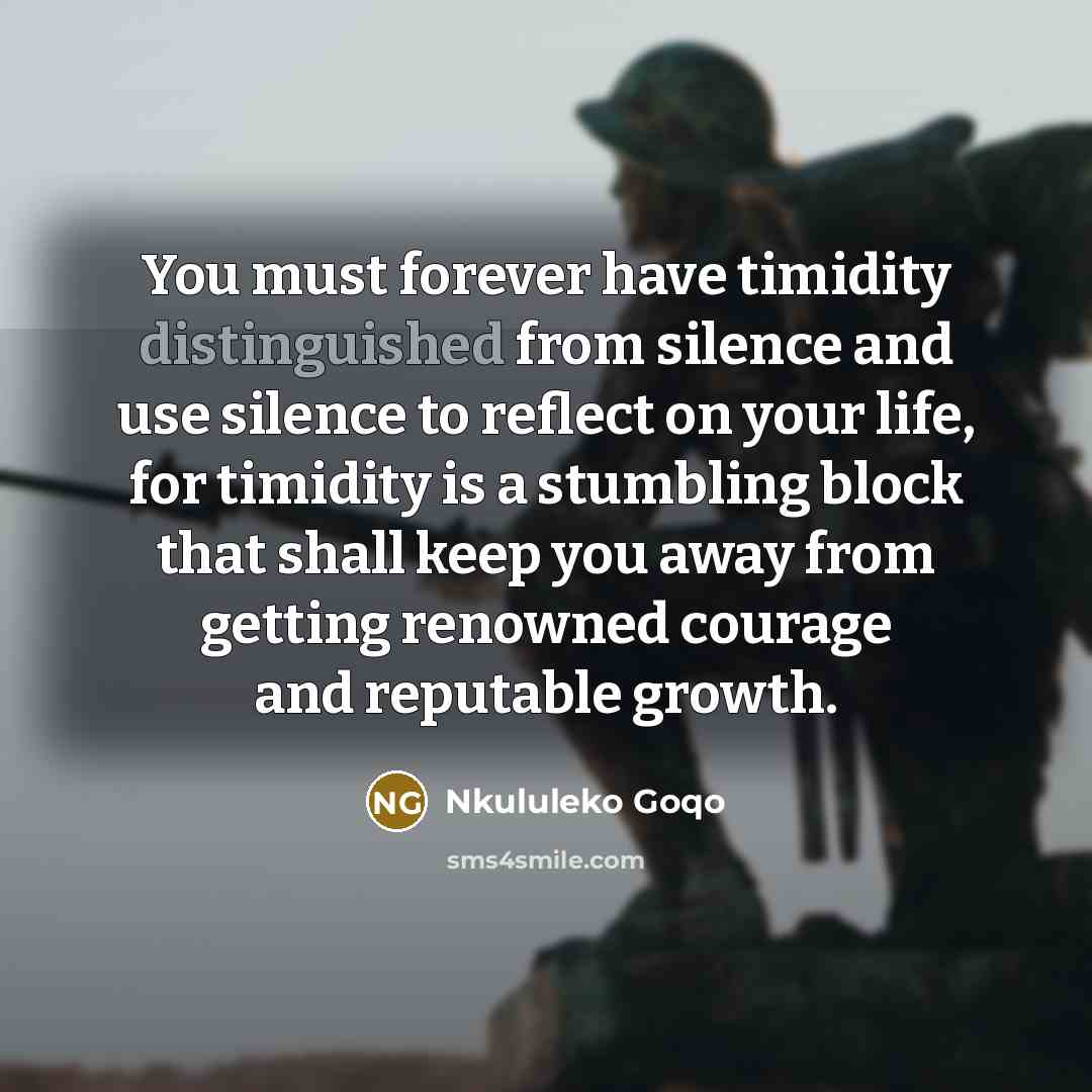“You must forever have timidity distinguished from silence and use…” quote by Nkululeko Goqo