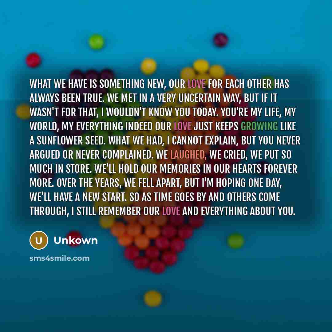“What we have is something new, Our love for each…” quote by Unkown