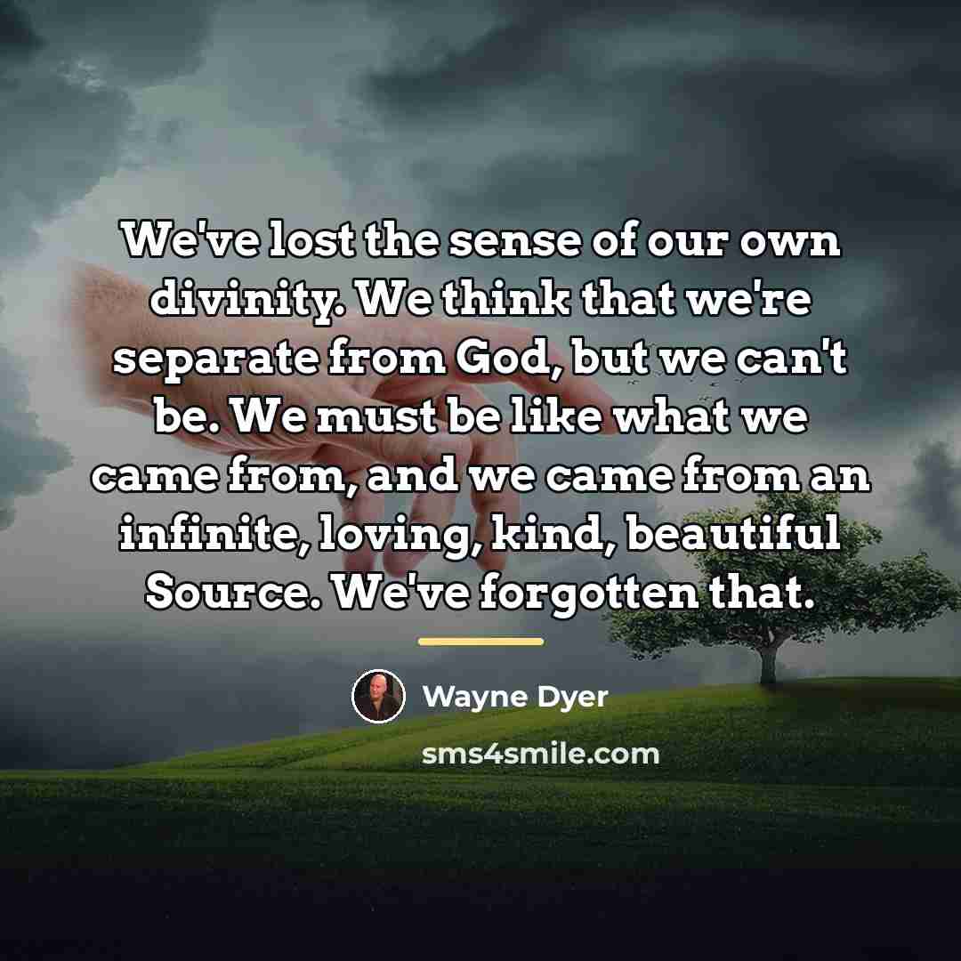“We've lost the sense of our own divinity. We think…” quote by Wayne Dyer