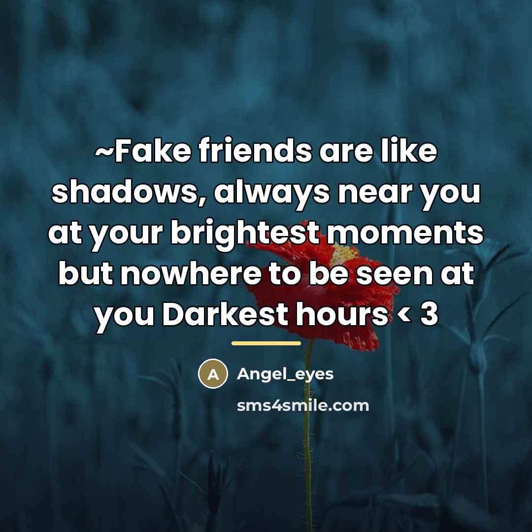 “~Fake friends are like shadows, always near you at your…” quote by Angel_eyes
