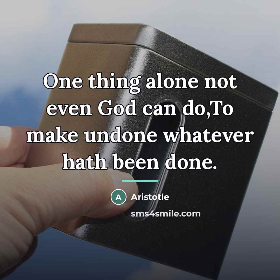 “One thing alone not even God can do,To make undone…” quote by Aristotle