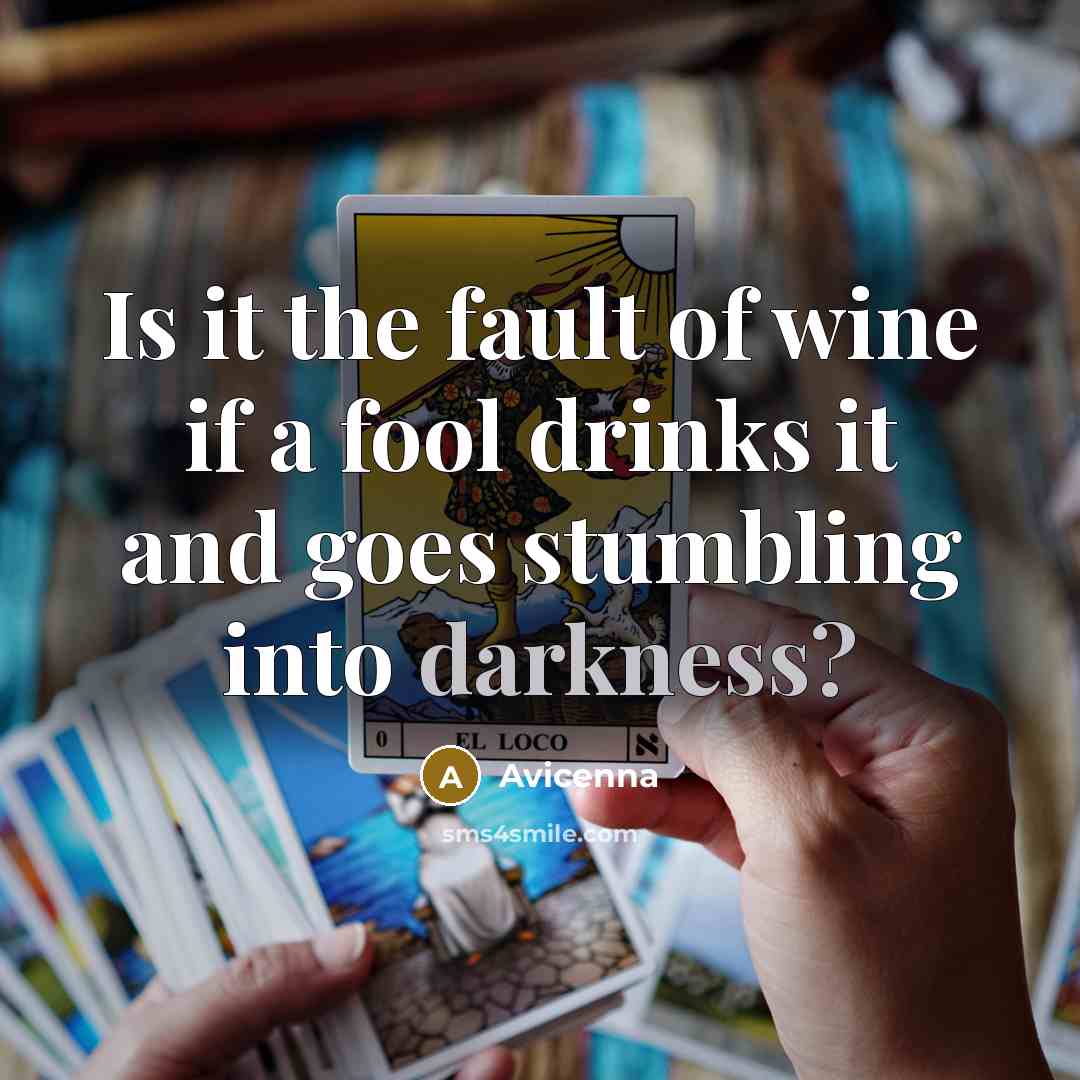 “Is it the fault of wine if a fool drinks…” quote by Avicenna