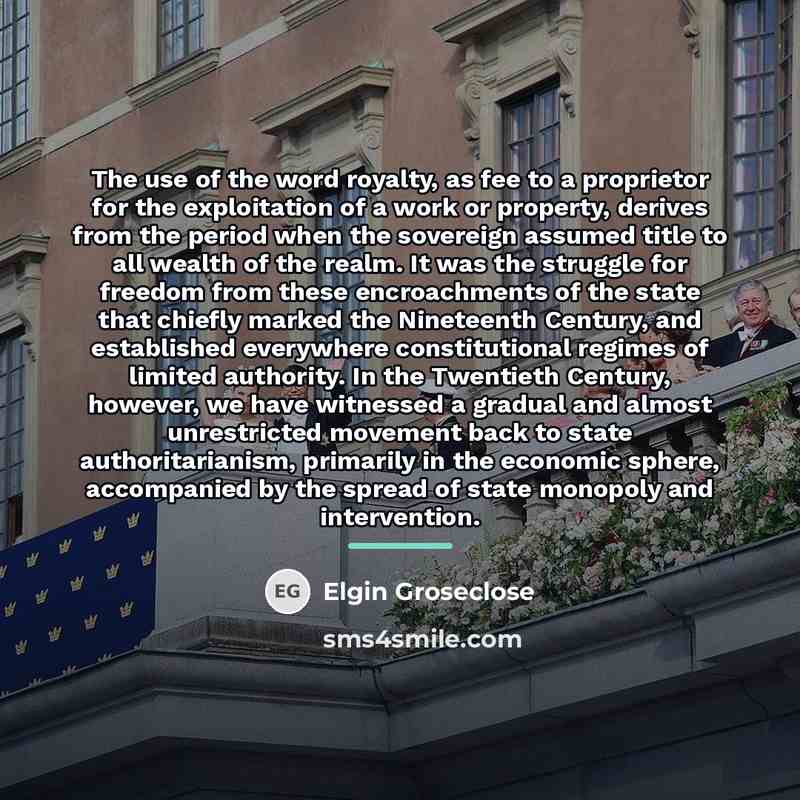 “The use of the word royalty, as fee to a…” quote by Elgin Groseclose