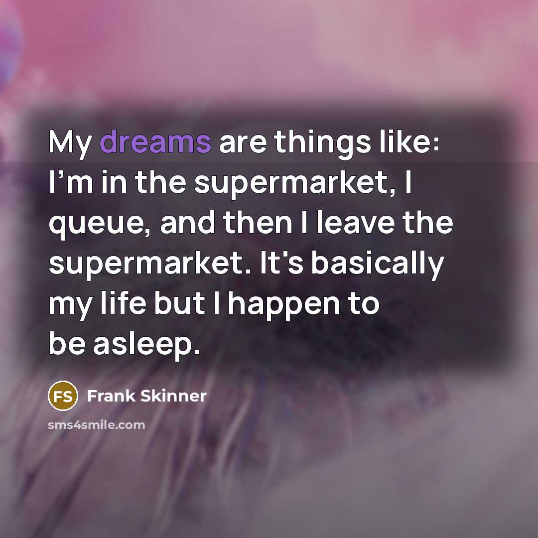 “My dreams are things like: I'm in the supermarket, I…” quote by Frank Skinner