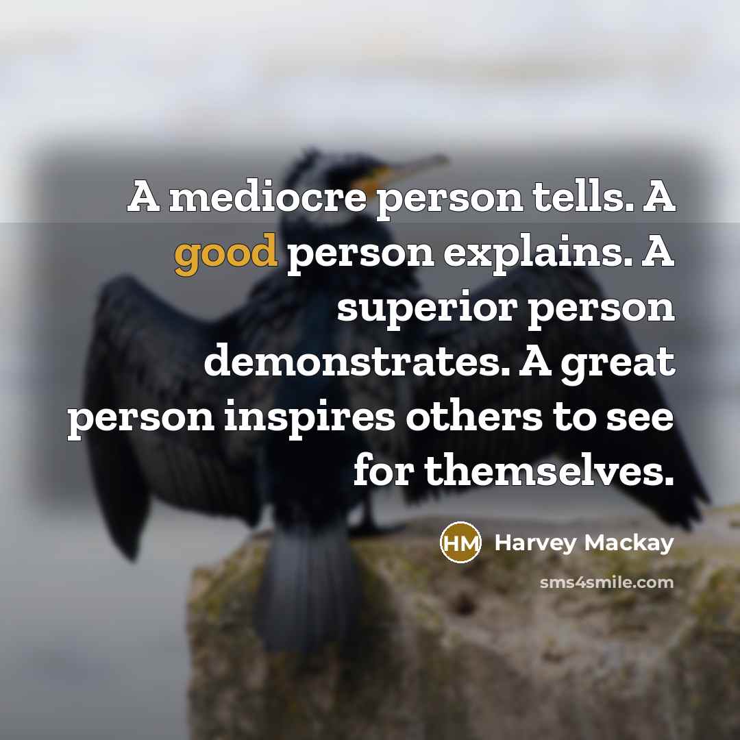 “A mediocre person tells. A good person explains. A superior…” quote by Harvey Mackay