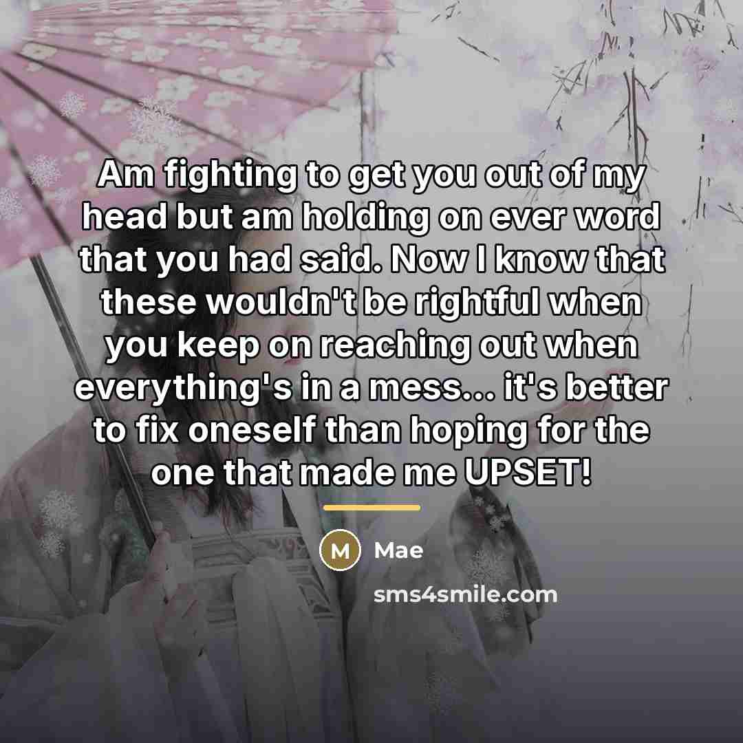 “Am fighting to get you out of my head but…” quote by Mae