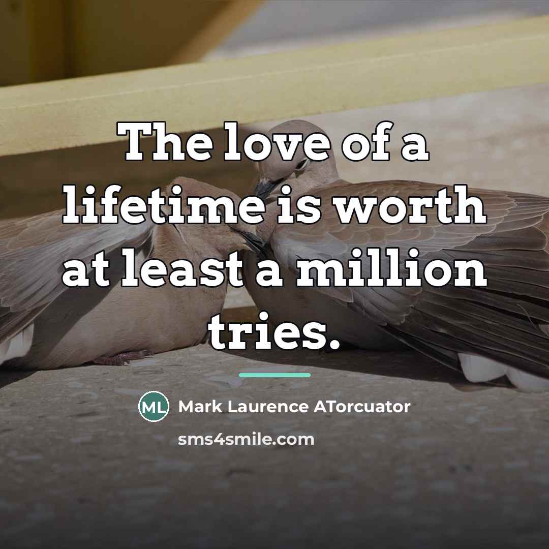 “The love of a lifetime is worth at least a…” quote by Mark Laurence ATorcuator