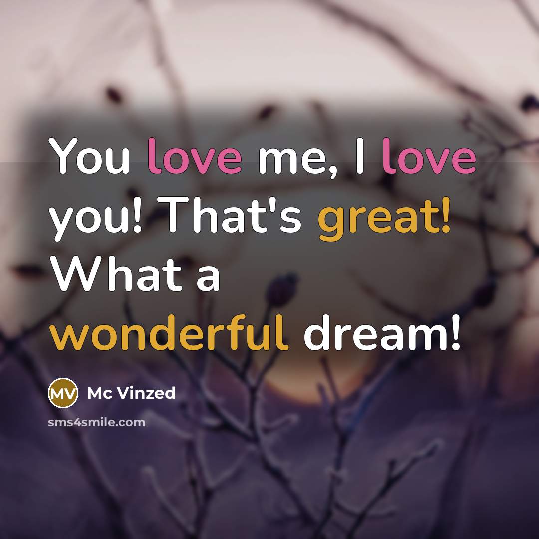 “You love me, I love you! That's great! What a wonderful dream!” quote by Mc Vinzed