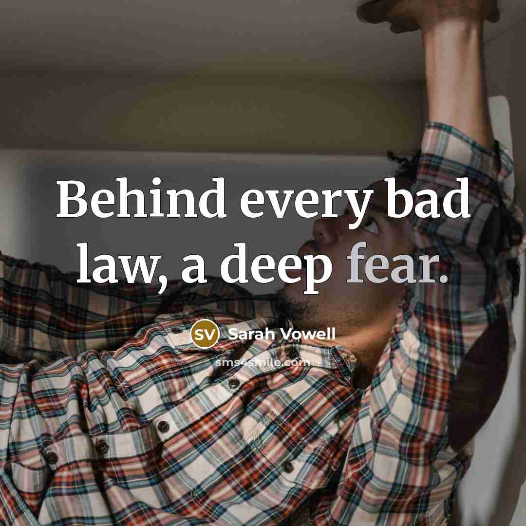 “Behind every bad law, a deep fear.…” quote by Sarah Vowell