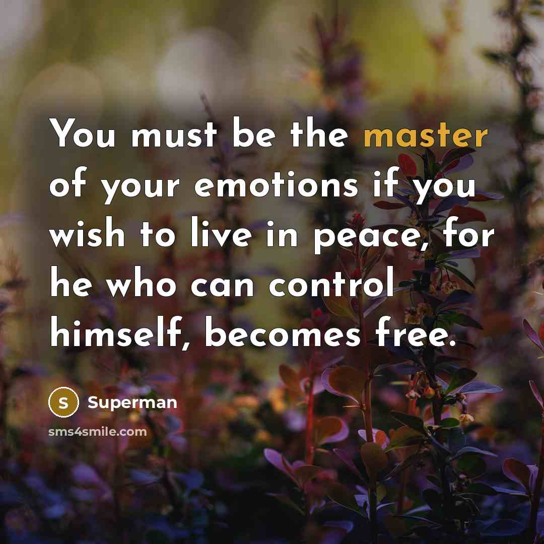“You must be the master of your emotions if you…” quote by Superman