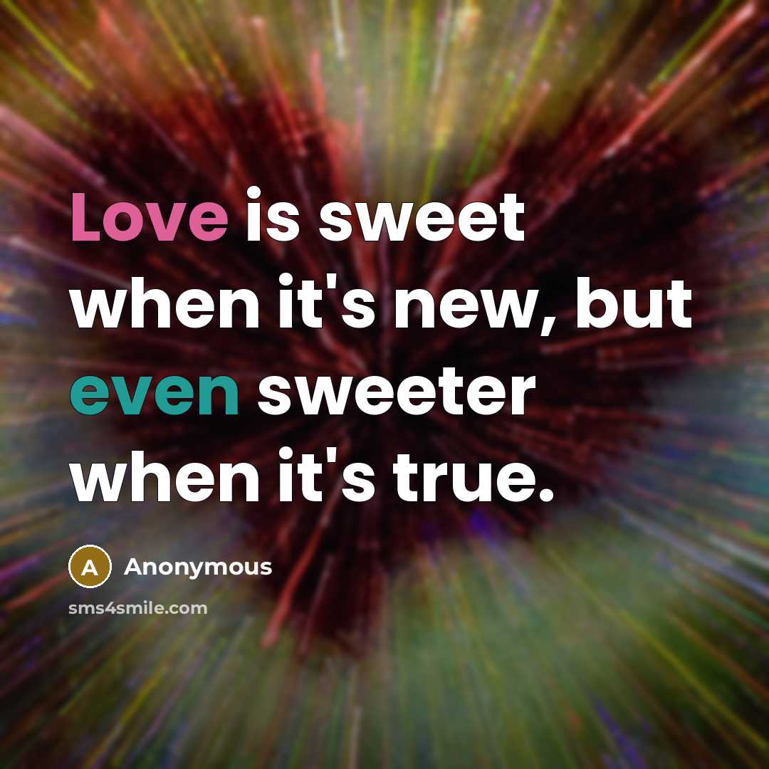 “Love is sweet when it's new, but even sweeter when…” quote by Anonymous