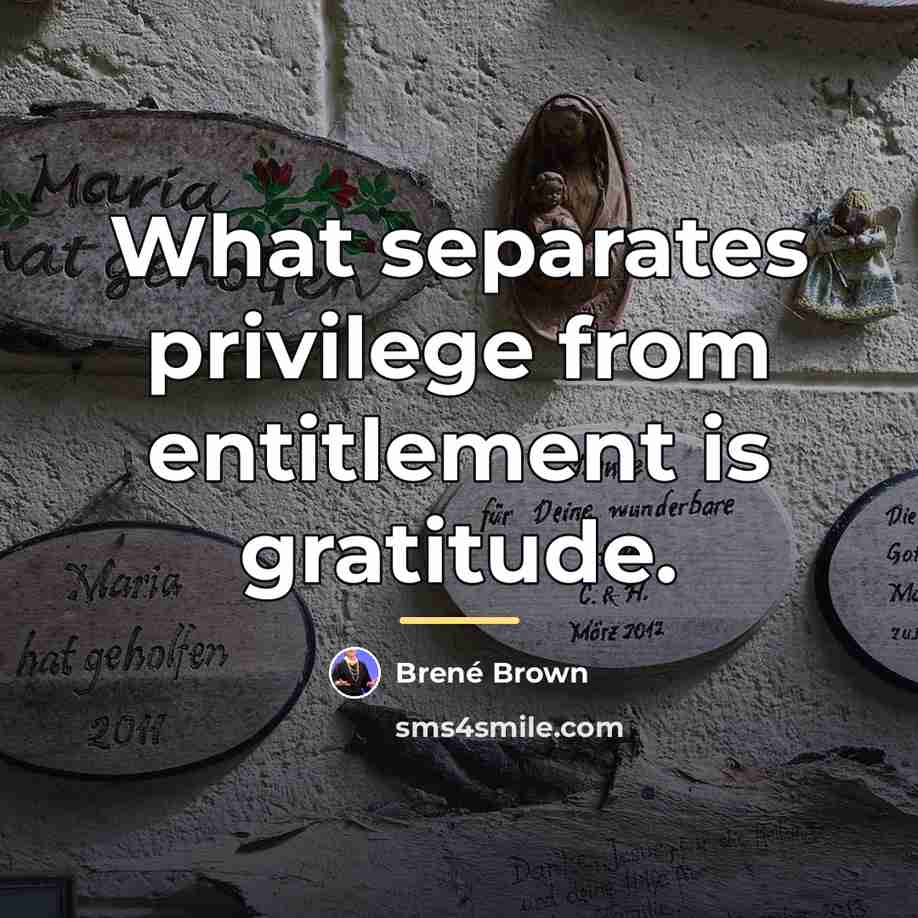 “What separates privilege from entitlement is gratitude.…” quote by Brené Brown