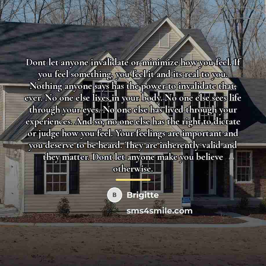 “Dont let anyone invalidate or minimize how you feel. If…” quote by Brigitte