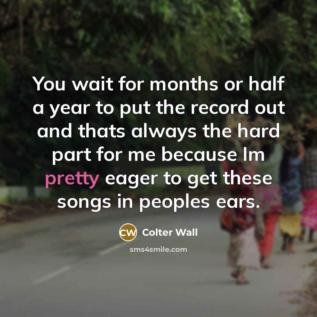 “You wait for months or half a year to put…” quote by Colter Wall