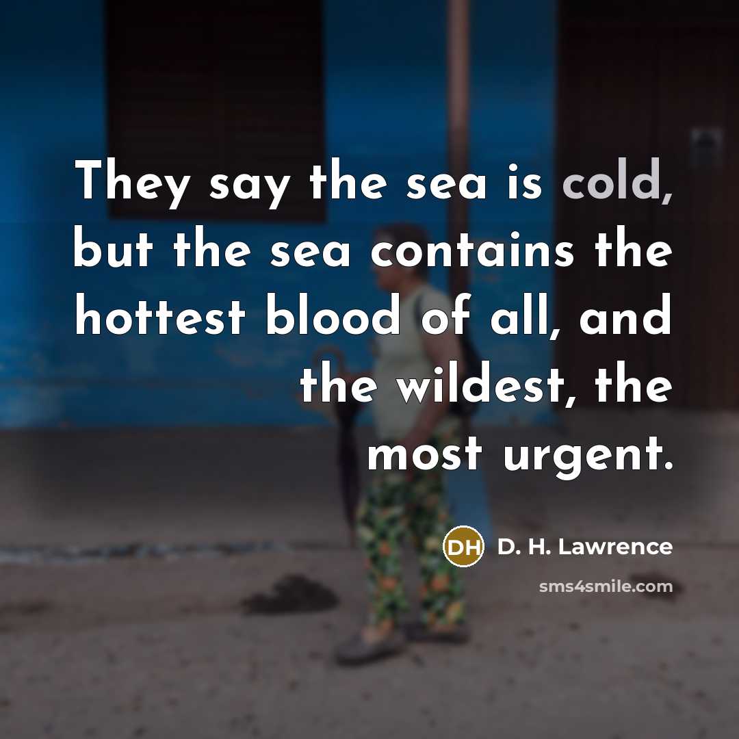 “They say the sea is cold, but the sea contains…” quote by D. H. Lawrence