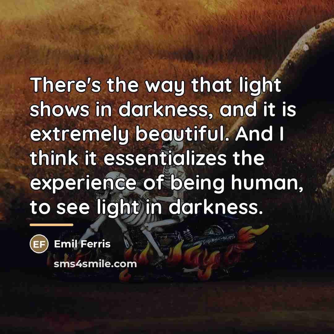 “There's the way that light shows in darkness, and it…” quote by Emil Ferris