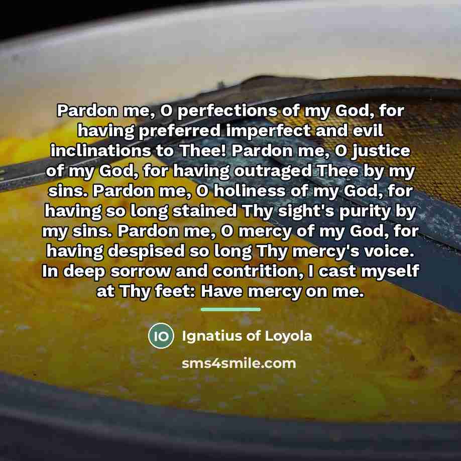 “Pardon me, O perfections of my God, for having preferred…” quote by Ignatius of Loyola